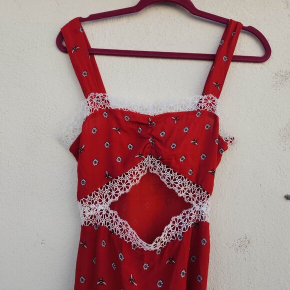 MORGAN LANE Chili 100% Silk Bee Joana Maxi Slip Dress - Picture 5 of 12